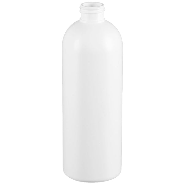 16 oz. White HDPE Plastique Bullet (Cosmo Round) Bottle - Flamed (24-410)