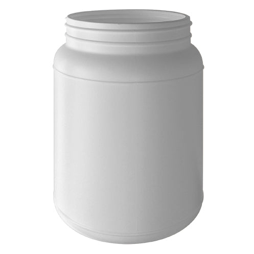 2000cc (64 oz) Wide Mouth, White HDPE Plastic Packer Canister (110-400