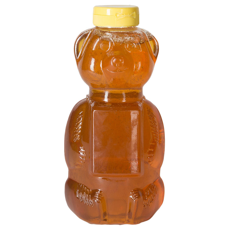 32 oz. Clear K-Resin Plastic Honey Bear Bottles, Panel (38-400) with optional cap
