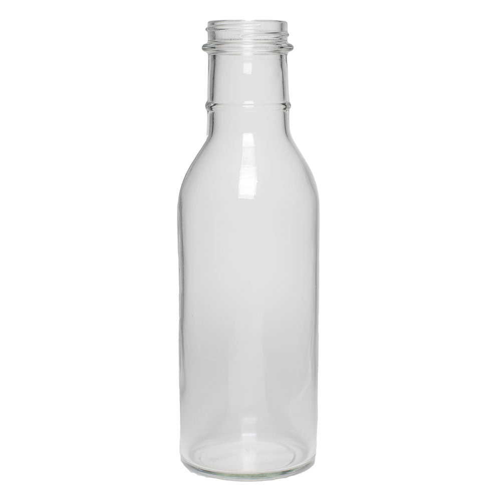 12/Case - Bulk 12 oz Glass Long Neck Sauce Bottle 38-400 Neck Finish, Clear | TricorBraun