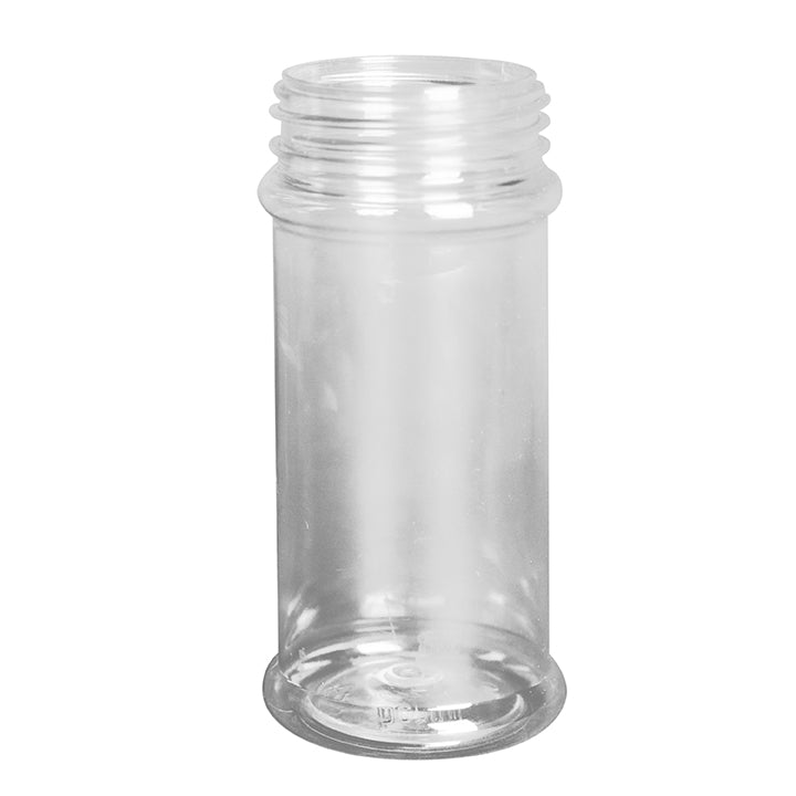 Food Jars, 16 oz Clear PET Plastic Jars w/ Red Ribbed Induction Lined Caps