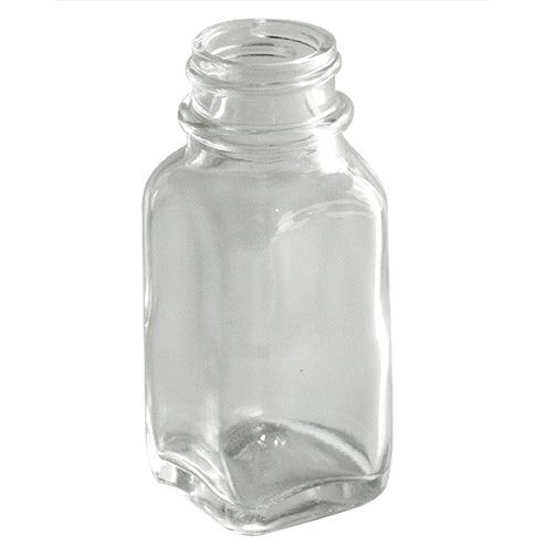 8 oz French Square Glass Spice Jars with White lids - Case of 24