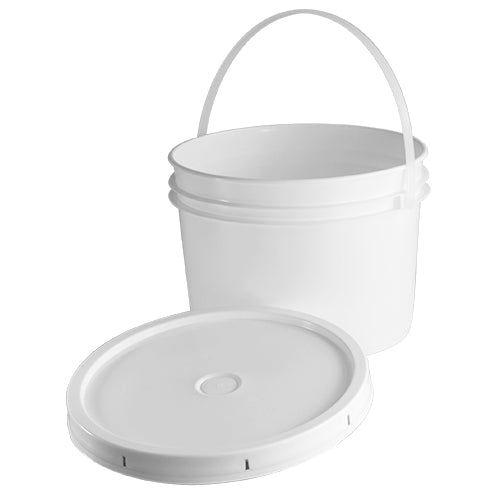 White Plastic Bucket with Handle and Lid 3 Gallon All Industrial Pail Food  Grade Party Tub Empty Paint Can for Storage Organizer Container 10l