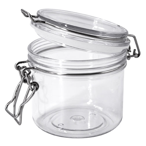 10oz Clear PET Plastic Jar, with Bail Lid and Rubber Gasket