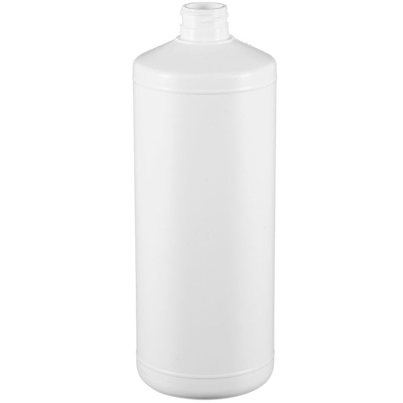 32 oz. White HDPE Plastic Cylinder Bottles (28-410)