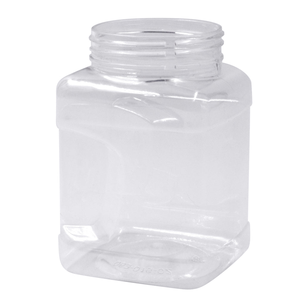 64oz Clear PET Plastic Square Grip Jar 110/400 - Liquid Bottles LLC