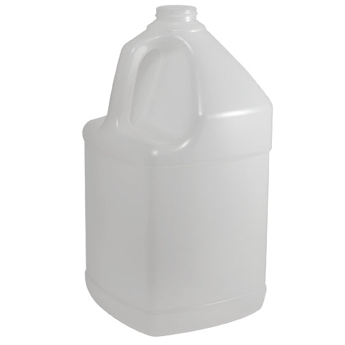 128 oz. (1 Gallon) Natural HDPE Plastic Square Industrial Bottle (38-400)