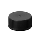20-400 Black Ribbed Polypropylene (PP) Plastic Cap, Foam Liner