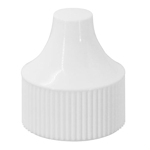 20-410 White, Ribbed Polypropylene (PP) Plastic Dropper Overcap