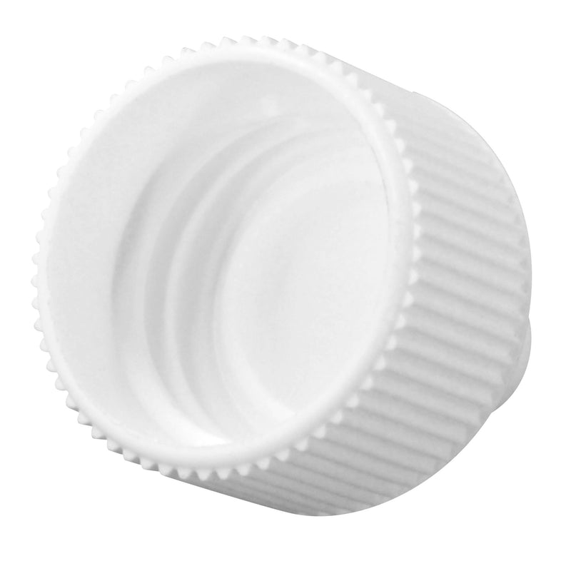 20mm (20-410) White Ribbed Polypropylene (PP) Dropper Over-Cap (unlined)