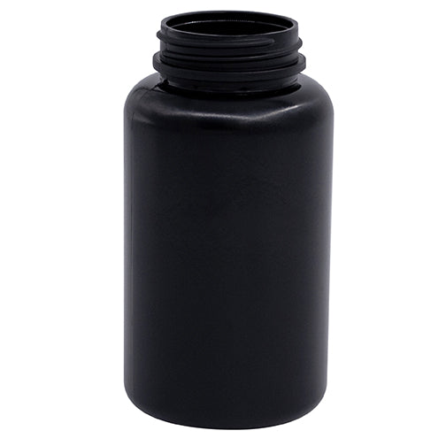 250cc Black HDPE Plastic Flat-Base Packer Bottle (45-400)
