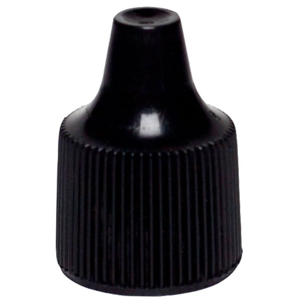 15mm (15-415) Black Ribbed Polypropylene (PP) Plastic Dropper Over-Cap