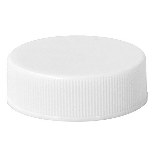 33-400 White, Ribbed Polypropylene (PP) Plastic Cap (FS M-1 Foil Liner)