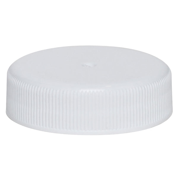 38-400 White Ribbed Plastic Caps w/ F-217 SureSeal Foam Liner