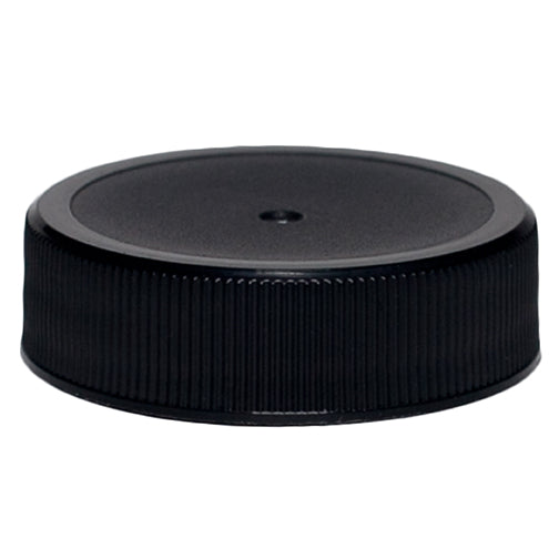 38-400 Black Ribbed Plastic Cap w/HIS Foil Liner