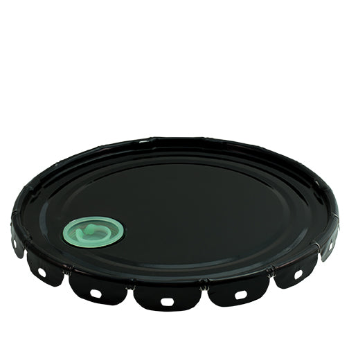 5 Gallon, Black, Steel (29 Gauge), Pail Lid - w/Gasket Seal and Tint Plug