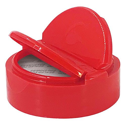 53-485 Red, Dual-Flapper, Sift and Pour Spice Cap, (.200") Holes and Printed PS Liner