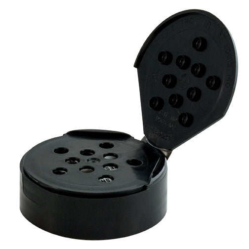 53-485 Black, Flip-Top Sift Spice Cap, with (.200") Holes and HIS Liner