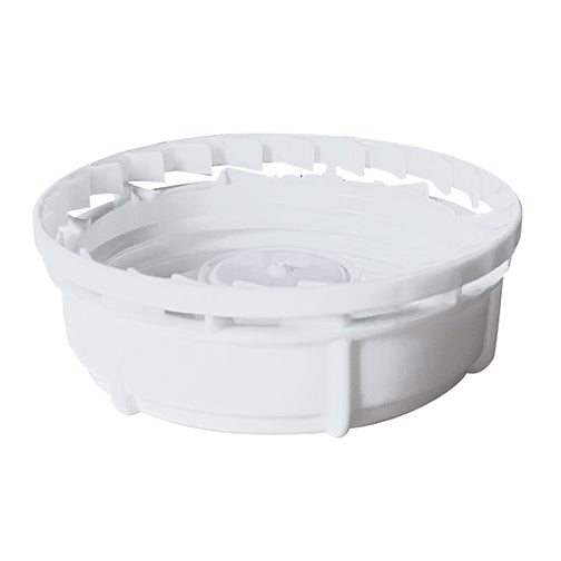 70mm White Polypropylene (PP) Plastic Cap w/Ratchet Ring and 3/4" Knockout