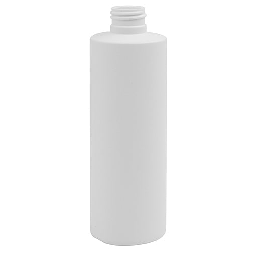 8 oz. White HDPE Plastic Cylinder Bottle (24-410)