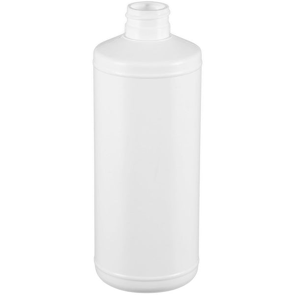 16 oz. White HDPE Plastic MCR Cylinder Bottle (28-410) Neck-Finish