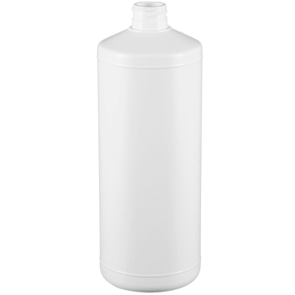 32 oz. White HDPE Plastic Cylinder Bottles (28-410)