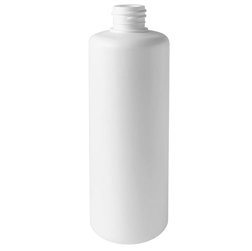 16 oz. White HDPE Plastic Cylinder Bottle (28-410) Neck-Finish