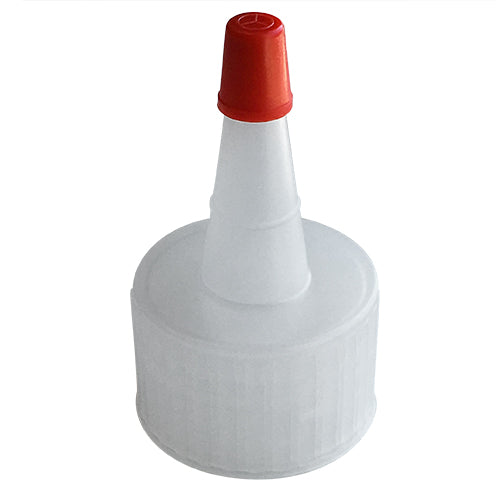 28-410 Natural Yorker Spout Caps, Red Sealer Tip - Aaron Packaging