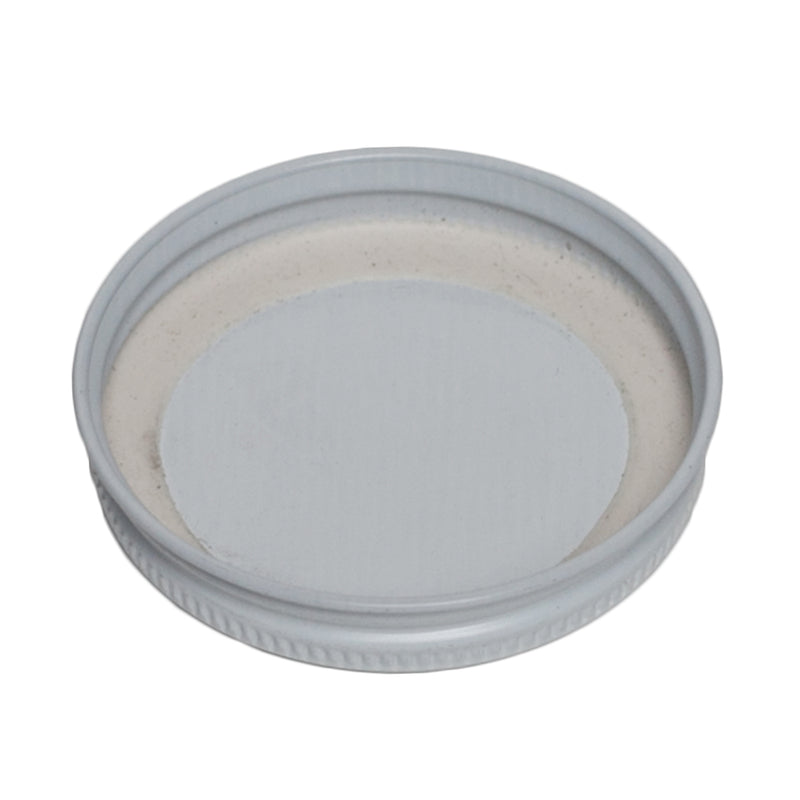 58-400 White Metal Caps w/ Plastisol Liner (Inside)