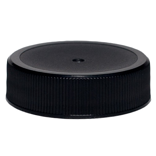 38-400 Black Ribbed Plastic Caps w/HIS Liner-For HDPE Containers ONLY