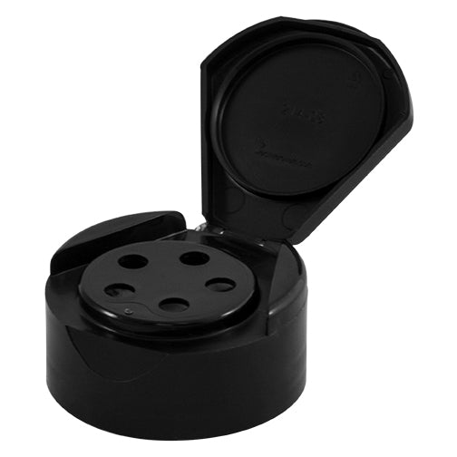 43-485 Black, Spice Caps, Flip Top .200 Holes (Pressure Sensitive Liner)