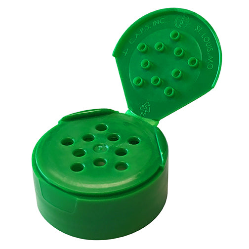 43-485 Green Spice Caps, Flip Top - Sift, .125 Holes