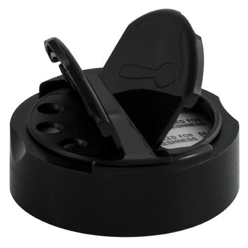 53-485 Black, Dual Flapper Spice Cap with 3 Hole (.200)/Pour, PS (Pressure Sensitive) Liner