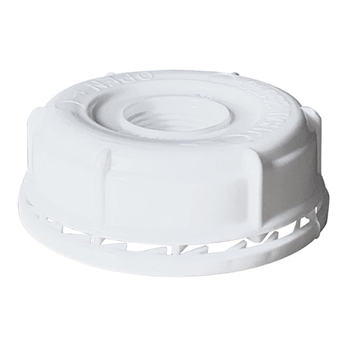 70mm White Polypropylene (PP) Plastic Cap w/Ratchet Ring and 3/4" Knockout