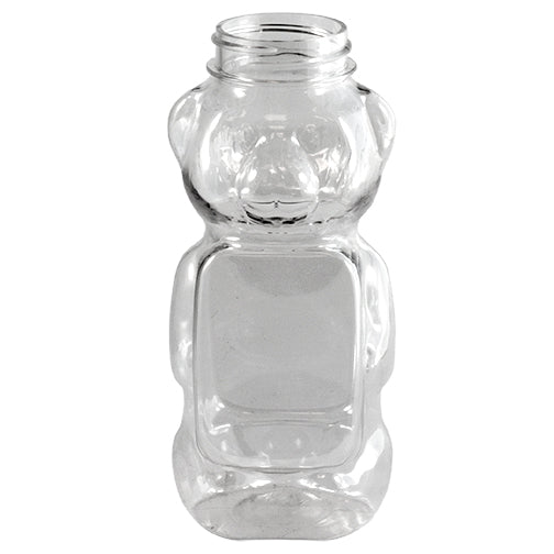 8 oz. (12 oz. Honey) Clear PET Plastic Honey Bear Bottle w/Label Panel (38-400)