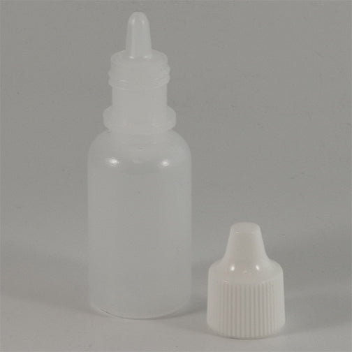 1/2 oz. Natural LDPE Plastic Boston Round Bottles with Collar (15-415)