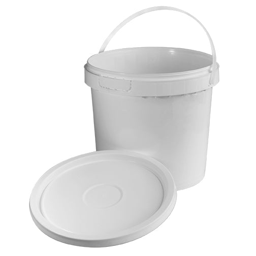 1 Gallon (4.0 L), White, HDPE Plastic, Tamper-Evident Pail, w/Plastic Handle & Lid