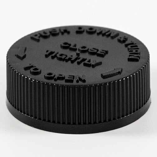 38mm (38-400) Black Child Resistant Caps w/ Foam Liner