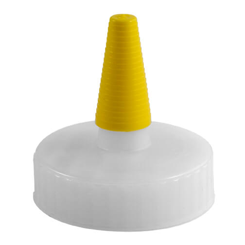 38-400 Yorker Spouted Caps, Natural Cap with Yellow Sealer Tip and Pressure Sensitive (PS-22) Liner)